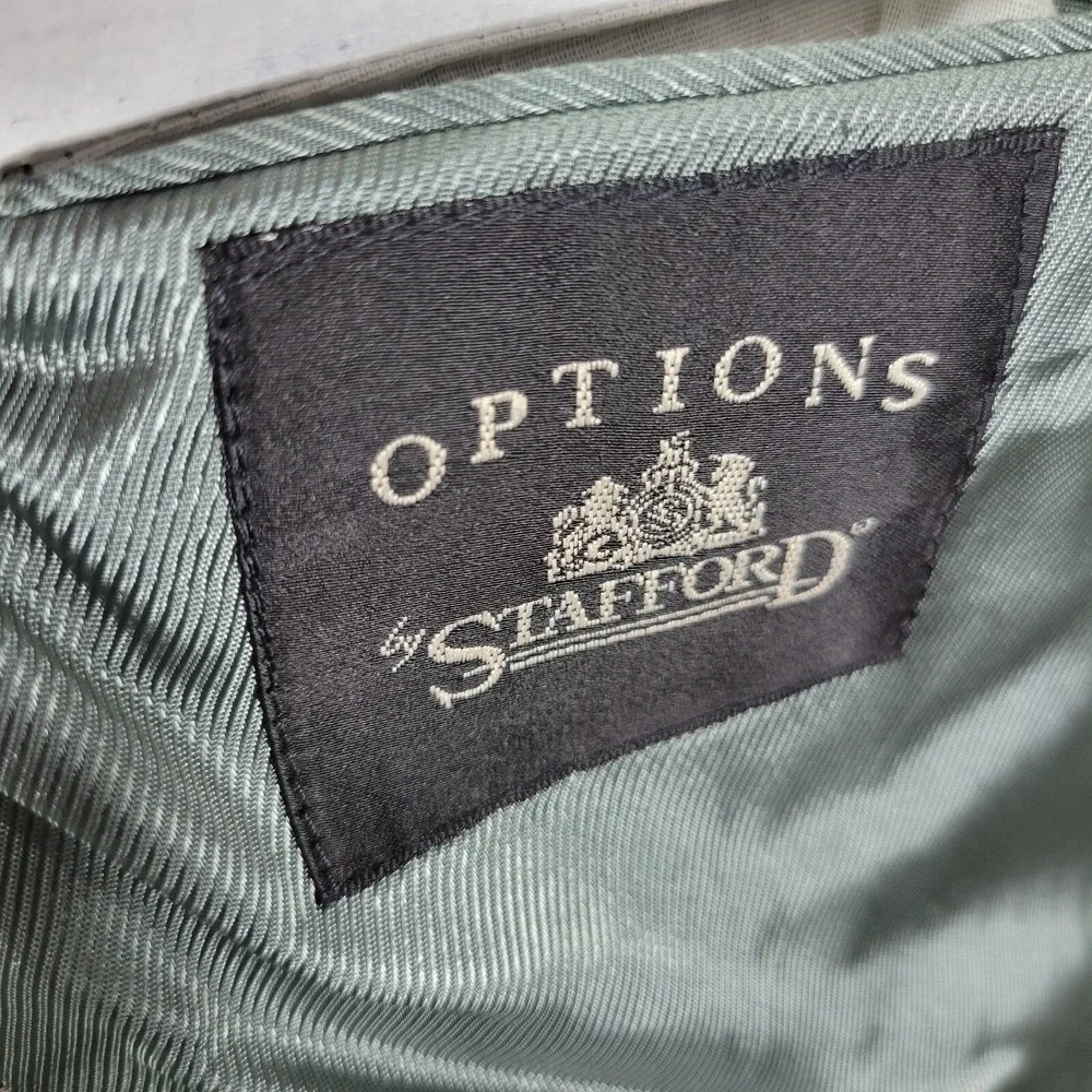 Stafford‎ Men's Tweed Sport Coat Blazer Two Button Gray Wool Elbow Patches 44L